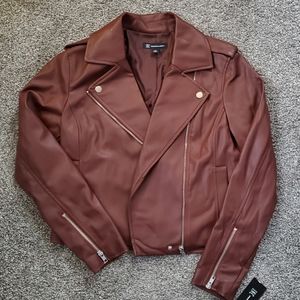 I.N.C. INTERNATIONAL CONCEPTS Women's Faux-Leather Jacket Deep Sienna NEW XS